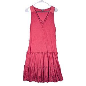 Banana Republic Dress Size Large Peach Tiered Sleeveless Summer Casual